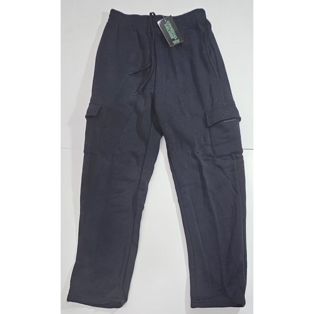 Original Deluxe Mens Cargo Sweatpants Fleece Joggers Size Medium Navy Blue NWT